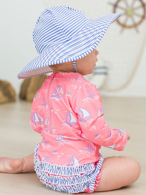 Rufflebutts Toddler Girls Long Sleeve Upf50+ One Piece Rash Guard In Pink Seas The Day