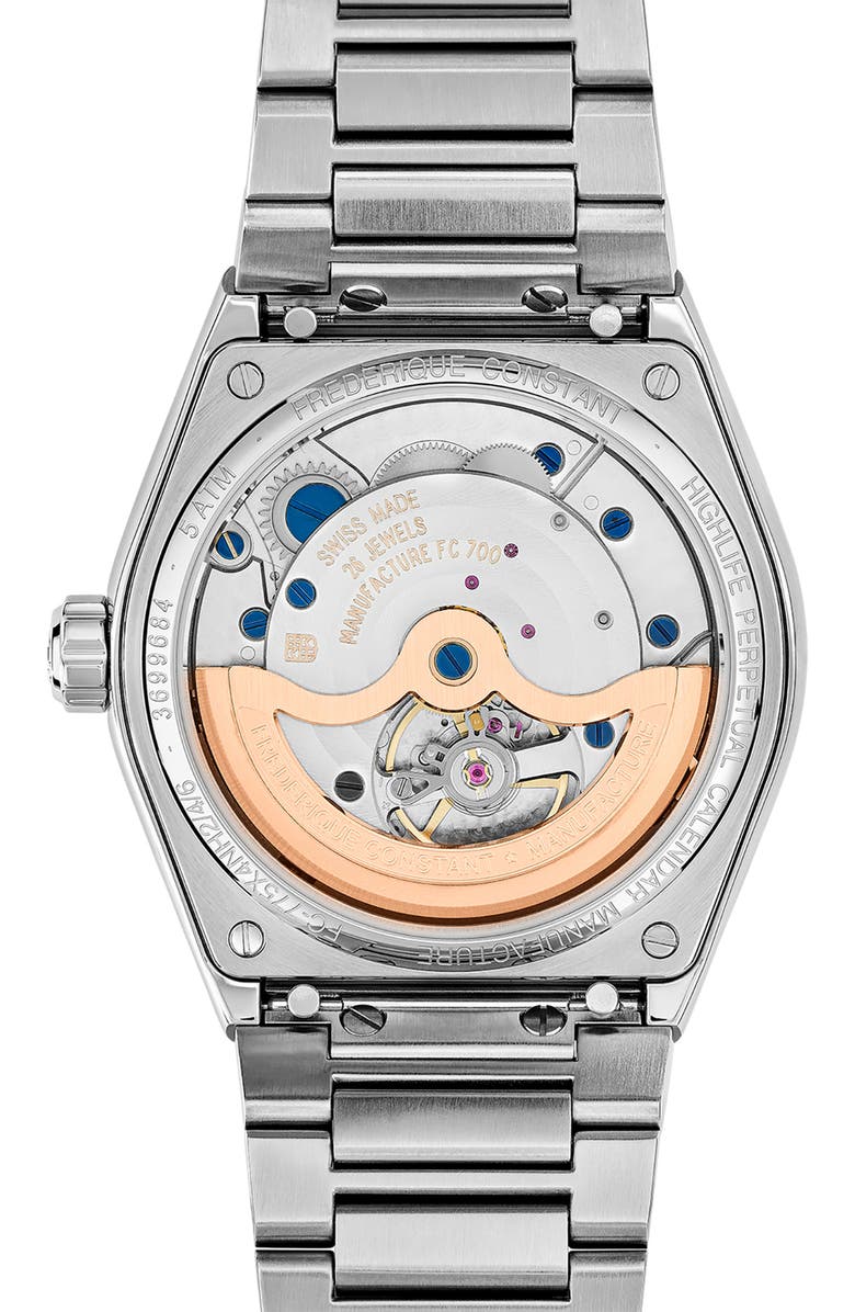 FREDERIQUE CONSTANT Highlife Perpetual Calendar Moon Phase Bracelet Watch, 41mm, Alternate, color, Silver-Tone