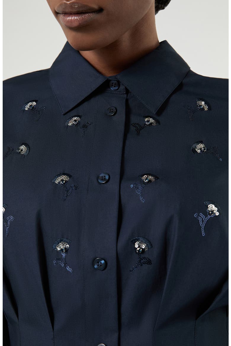 Sante Embroidered Cotton Shirtdress, Alternate, color, ULTRAMARINE