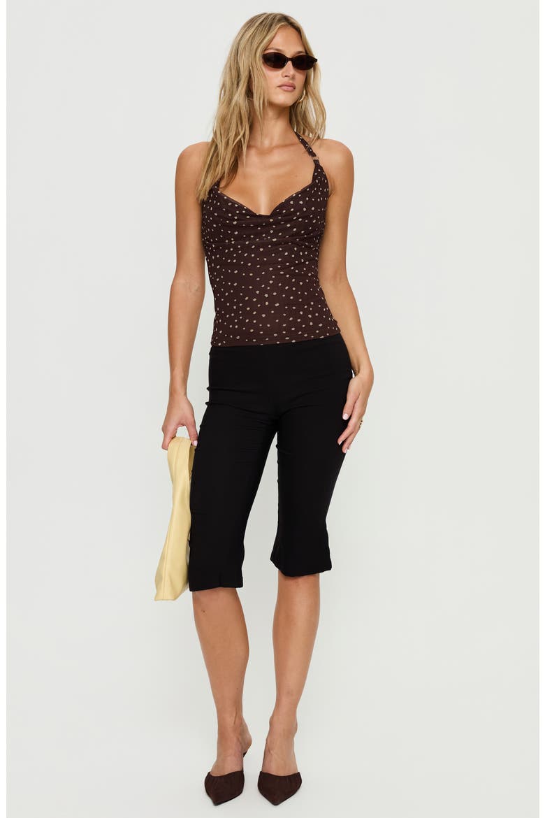 Geovana Polka Dot Cowl Neck Halter Top, Alternate, color, BROWN / WHITE POLKA