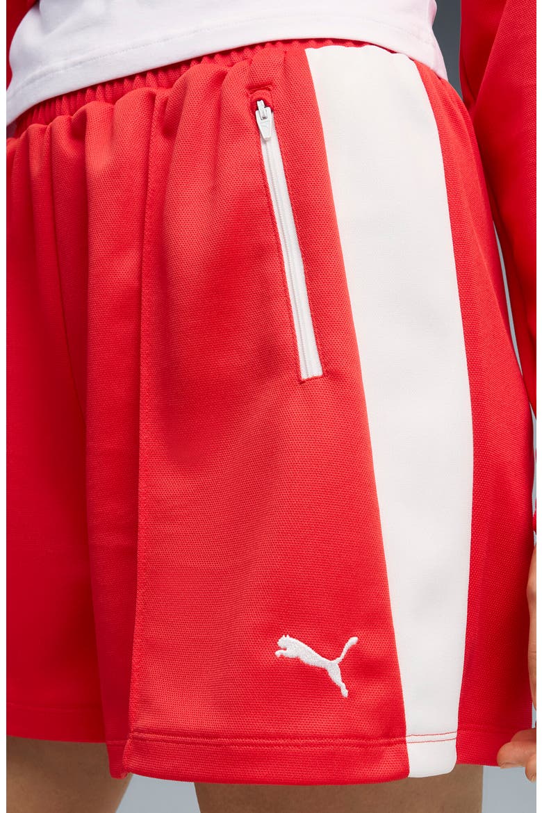 T7 Relzed Pintuck Shorts, Alternate, color, FOR ALL TIME RED