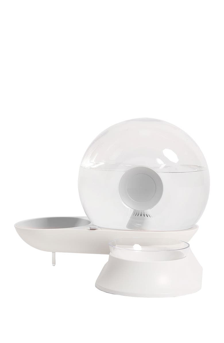 PET LIFE 'Auto-Myst' Snail Shaped 2-in-1 Automated Gravity Pet Filtered Water Dispenser & Food Bowl, Alternate, color, Grey