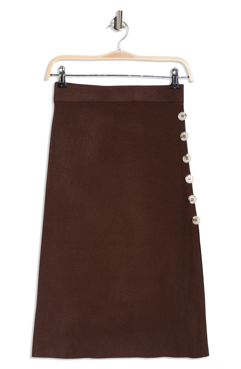 Tart Caralea Rib Knit Button Midi Skirt, Main, color, Cocoa