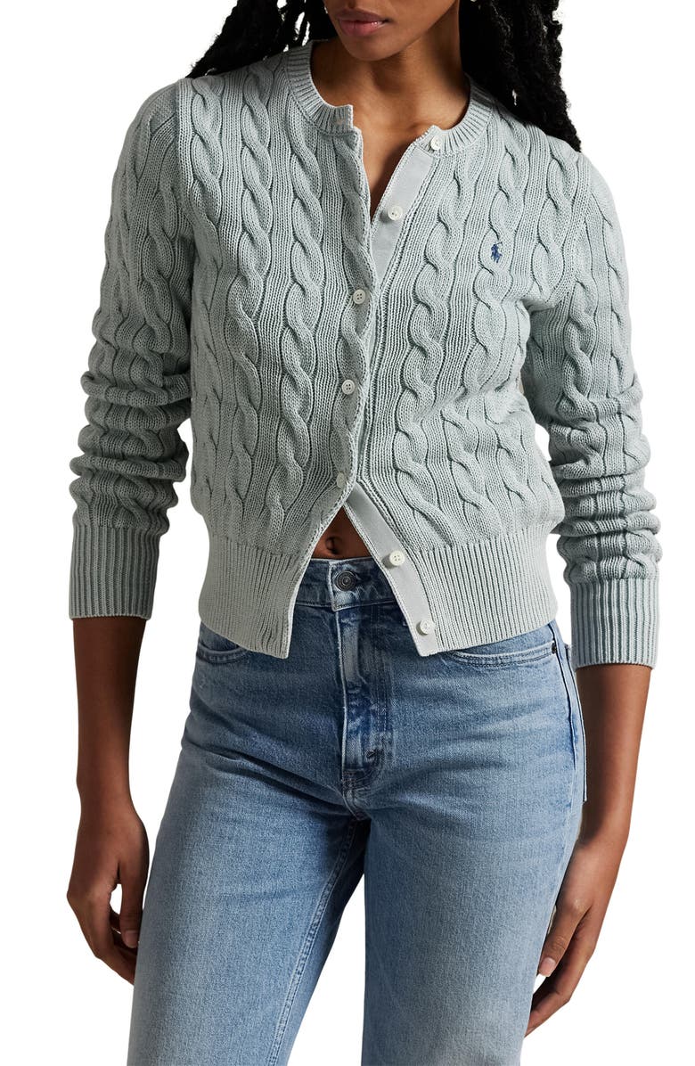 Polo Ralph Lauren Cable Cotton Cardigan, Main, color, 
