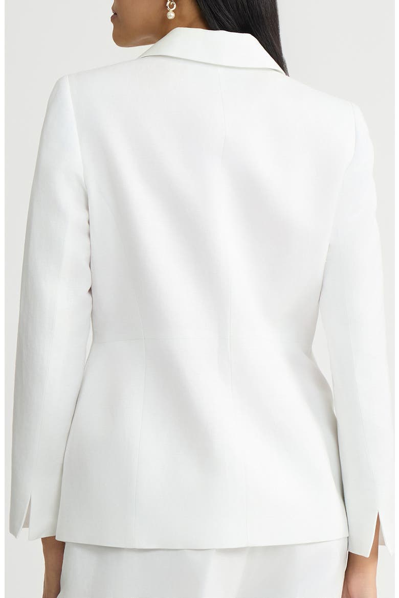 One-Button Linen Blend Peplum Blazer, Alternate, color, LILY WHITE