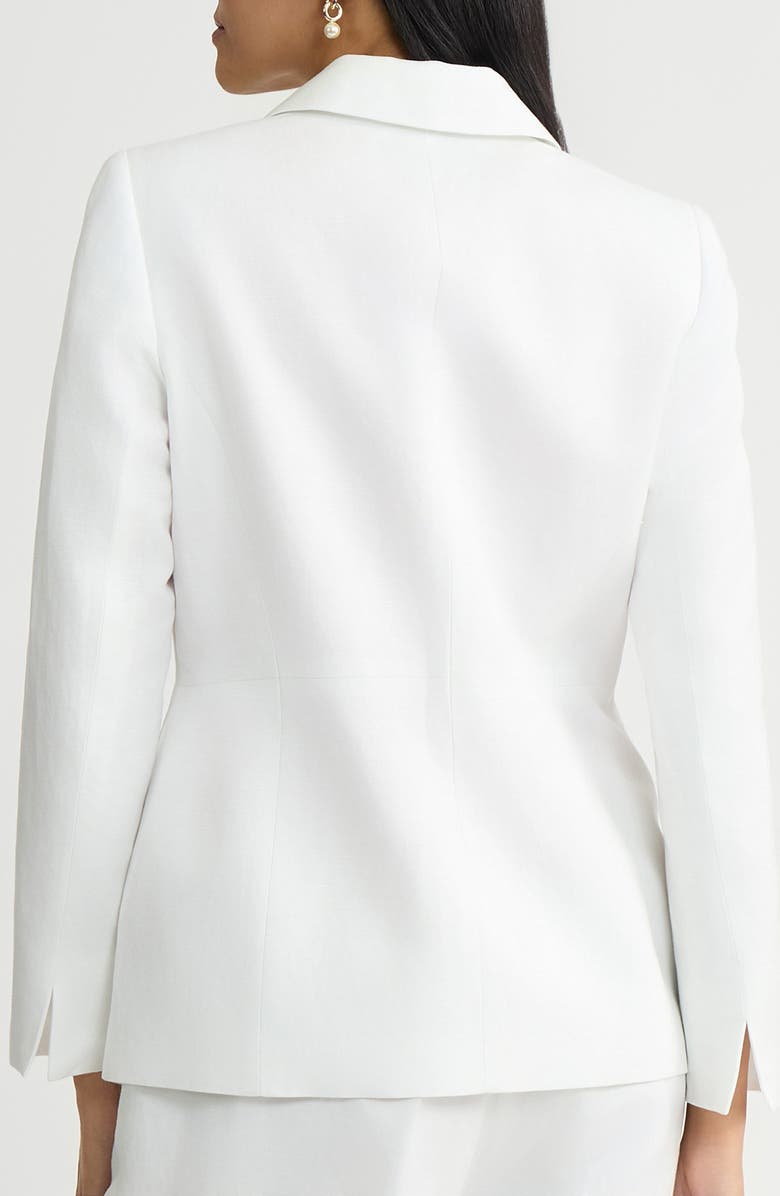 KASPER One-Button Linen Blend Peplum Blazer, Alternate, color, Lily White