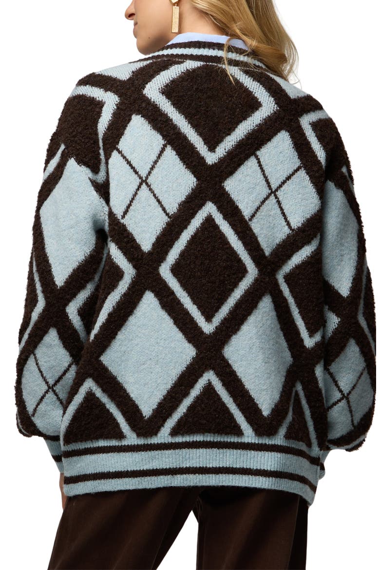 Argyle Stripe Cardigan, Alternate, color, BROWN MULTI