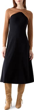LK Bennett Aletta Long Sleeve Knit Midi Dress