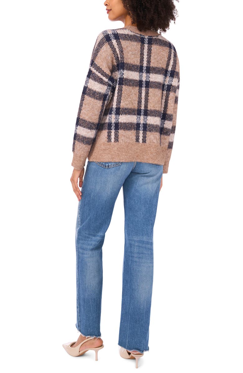 Vince Camuto Plaid Jacquard Sweater, Alternate, color, Walnut Heather