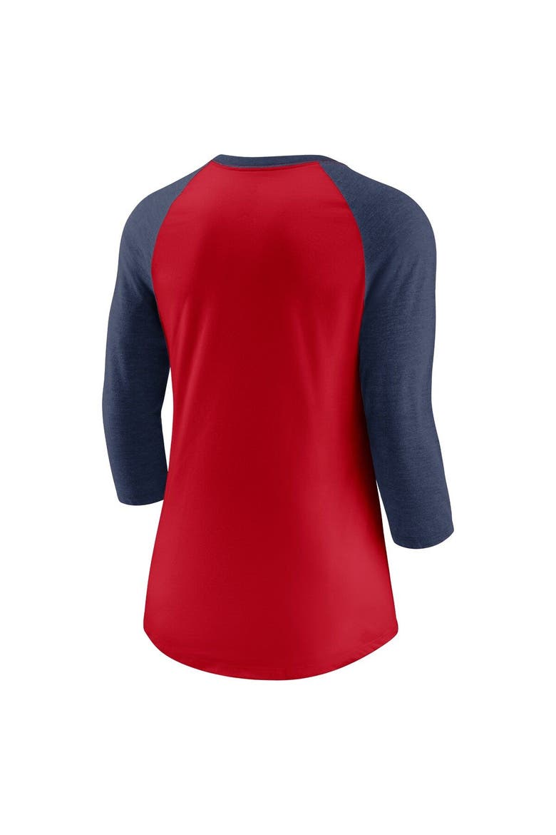 Women's Nike Red/Navy Washington Nationals Modern Baseball Arch Tri-Blend Raglan 3/4-Sleeve T-Shirt, Alternate, color, Red
