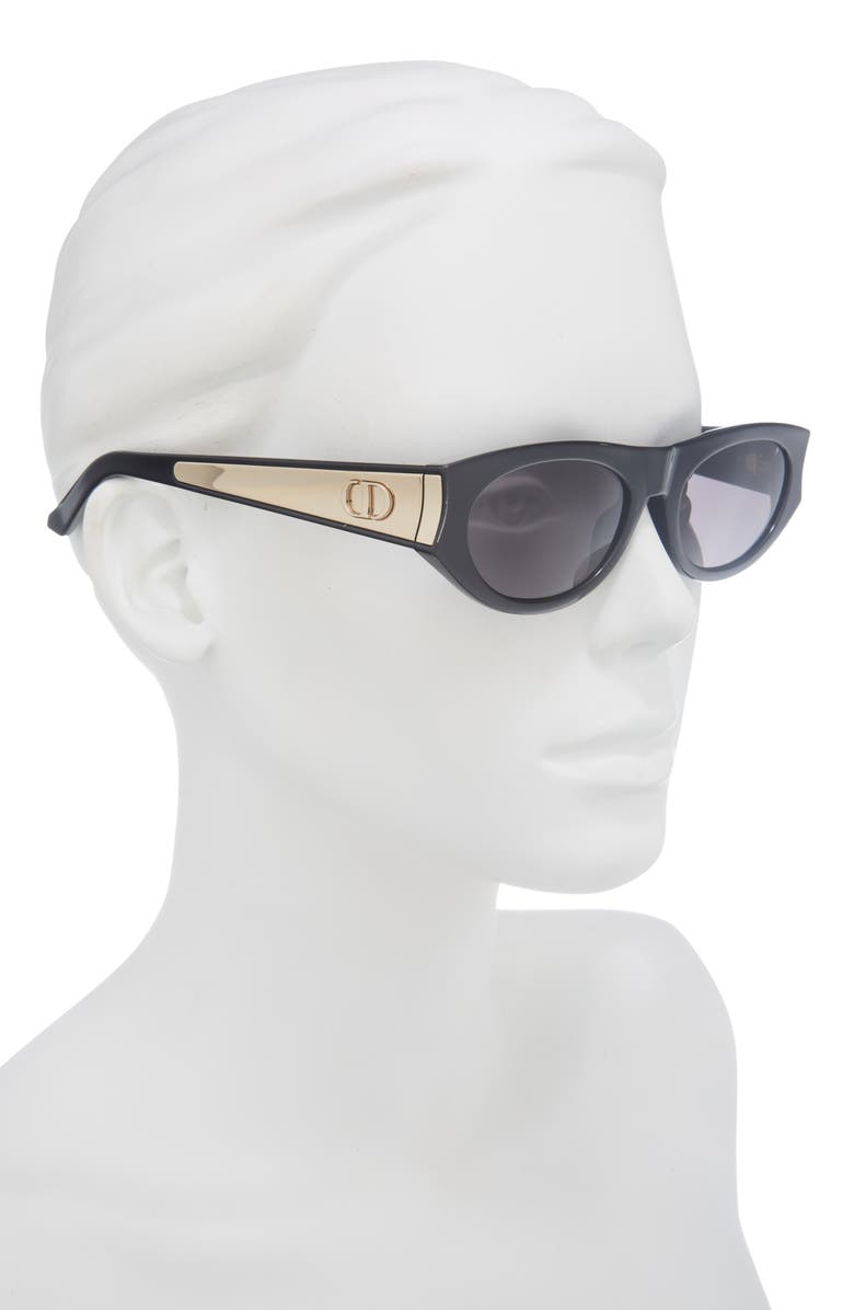 DIOR Glow B2I 53mm Oval Sunglasses, Alternate, color, Shiny Black / Smoke
