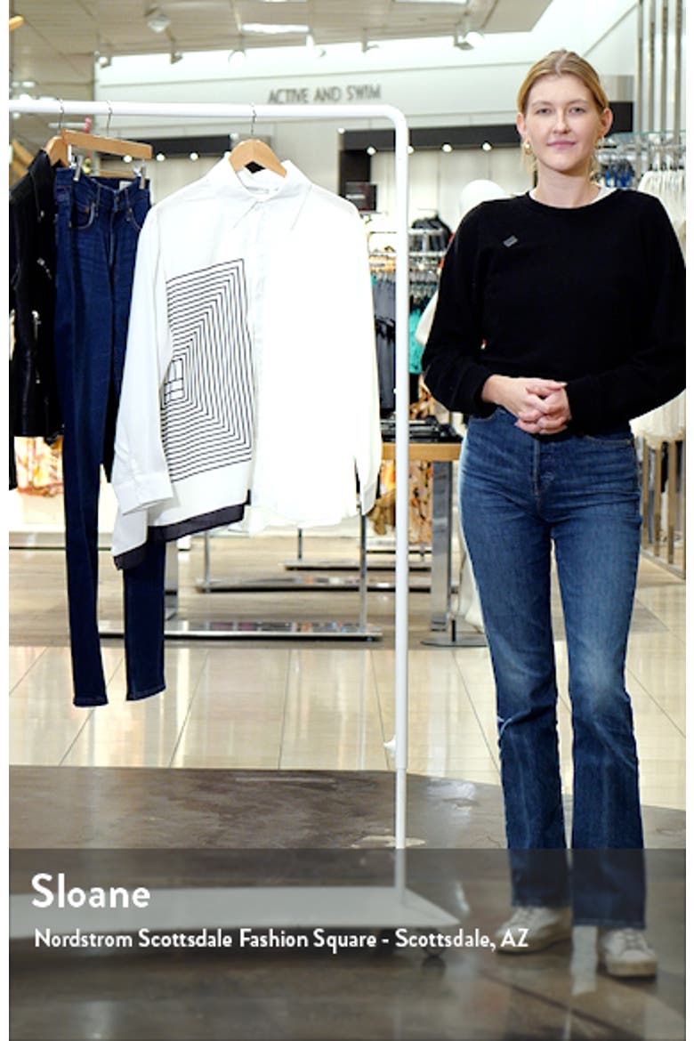 Geo Print Asymmetric Long Sleeve Button-Up Shirt video
