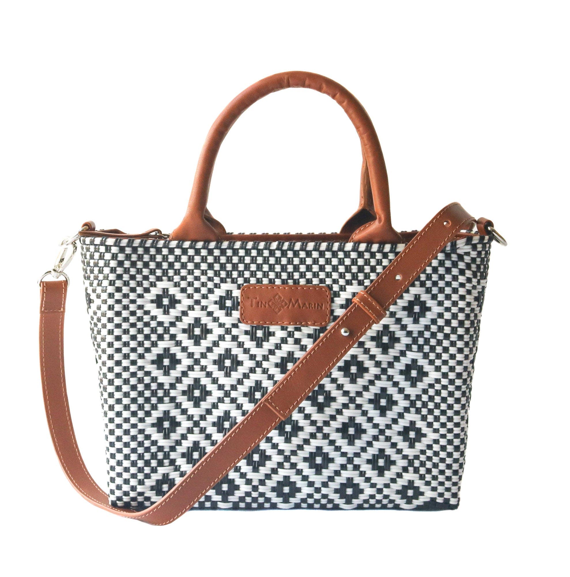 Tin Marin Panda Small Woven Crossbody Bag, Main, color, Black & Tan