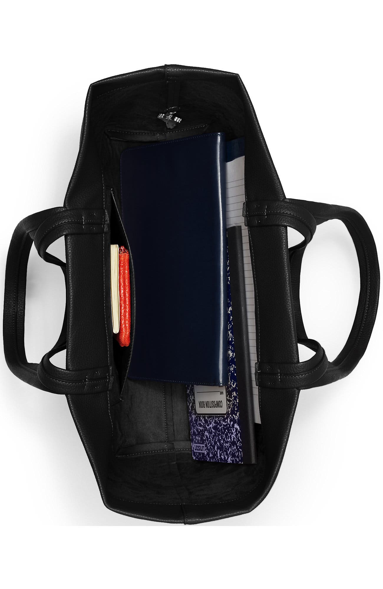 Lands
 End Faux Leather Tote, Alternate, color, Black