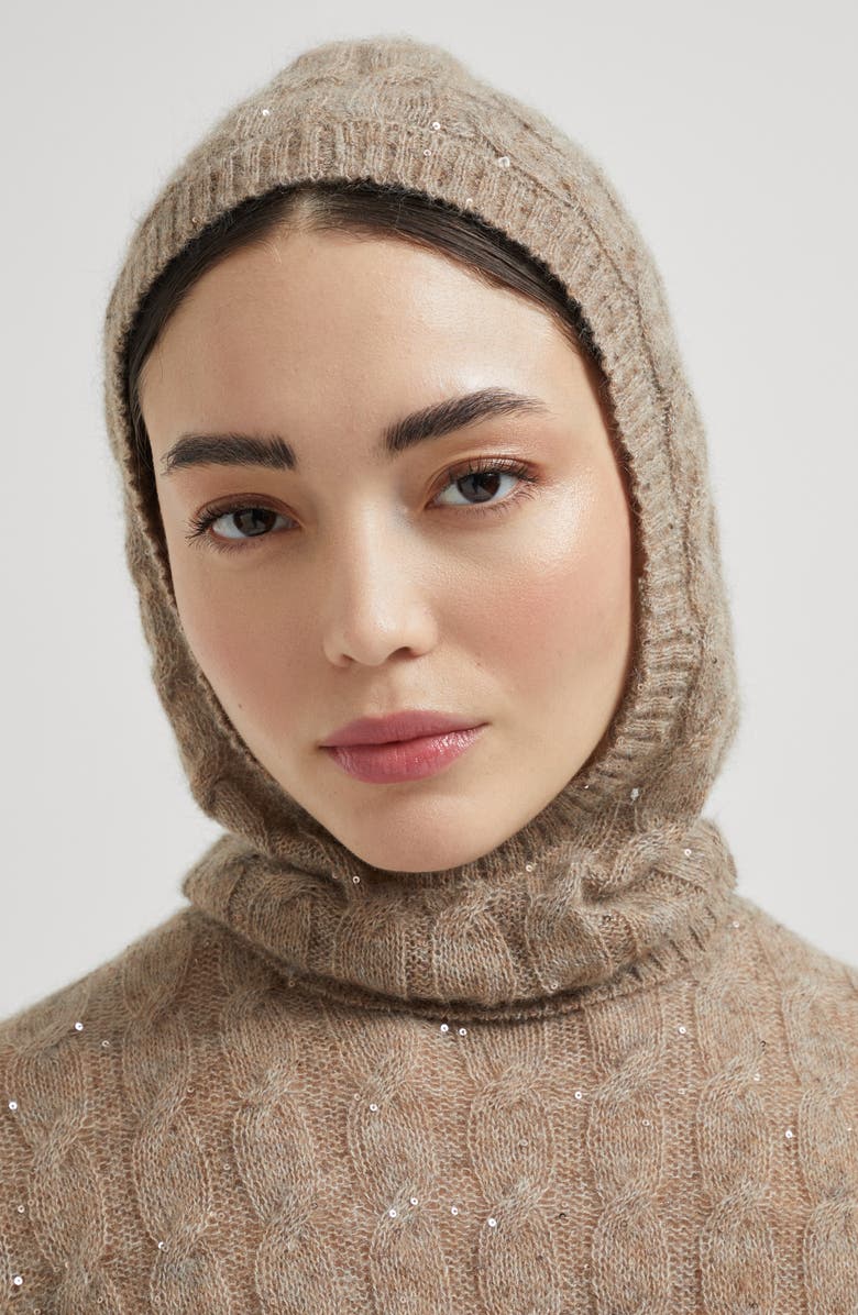 Brunello Cucinelli Dazzling cable sweatshirt, Alternate, color, Hazelnut