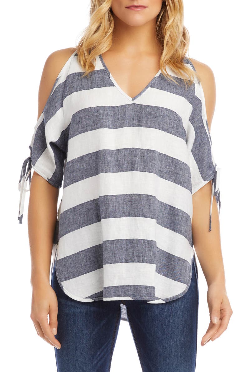 Karen Kane Cold Shoulder Tie Sleeve Top, Main, color, 