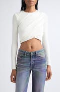 DIESEL® Rucked-Up Crop Long Sleeve Rib T-Shirt