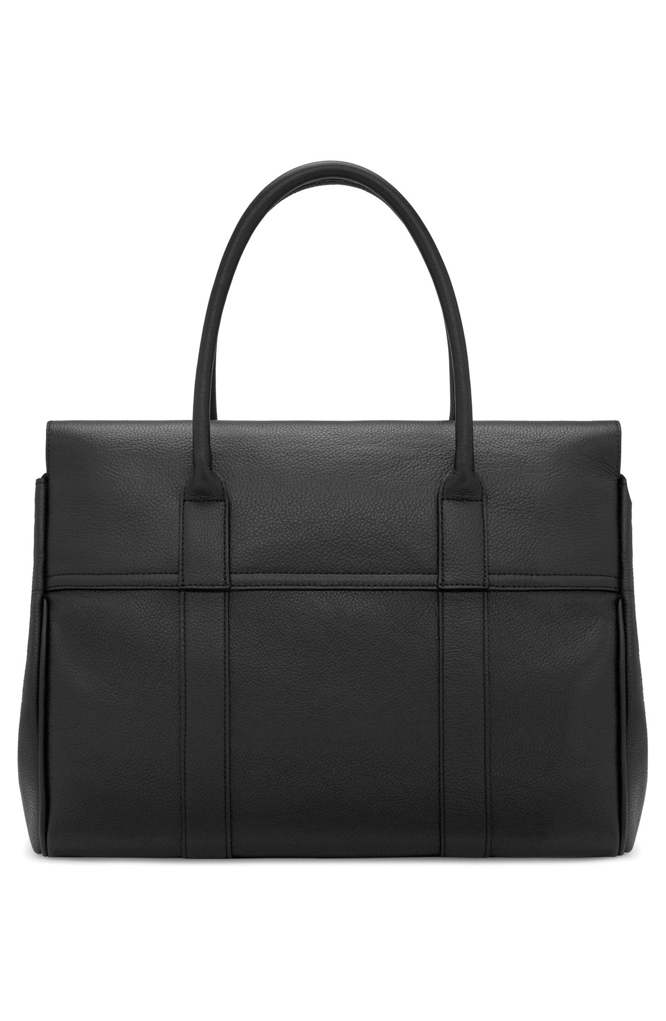 Mulberry Bayswater Grained Leather Satchel, Alternate, color, Black/ Brass