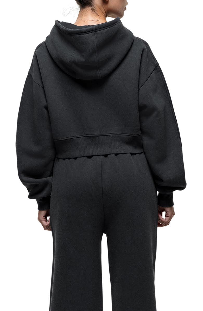 Good For Nothing Vintage Black Crop Zip Hoodie, Alternate, color, Black