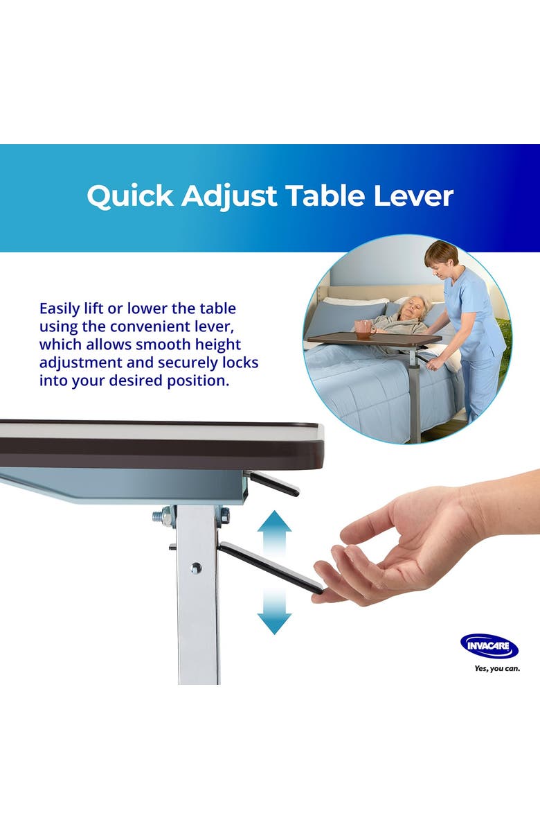 Invacare Adjustable & Tilting Table Bed with Wheels and L-Shaped Base, Alternate, color, Brown