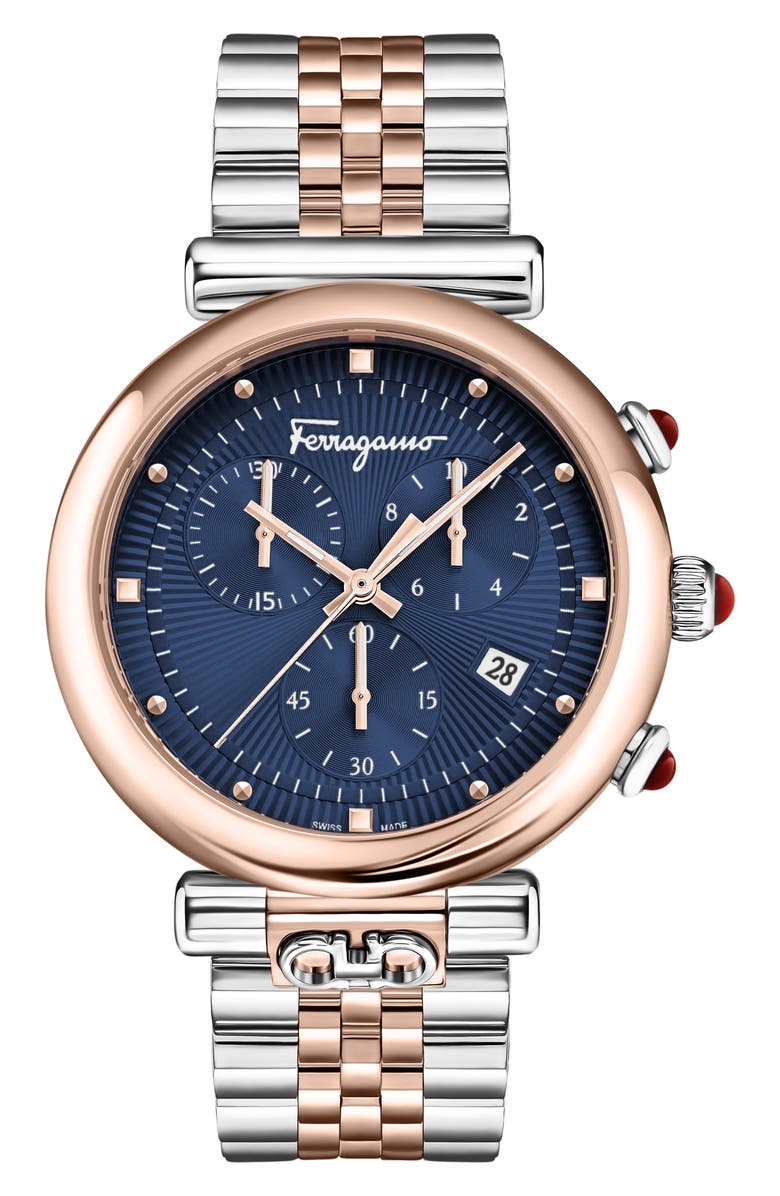 FERRAGAMO Ora Two-Tone Bracelet Watch, 40mm | Nordstromrack