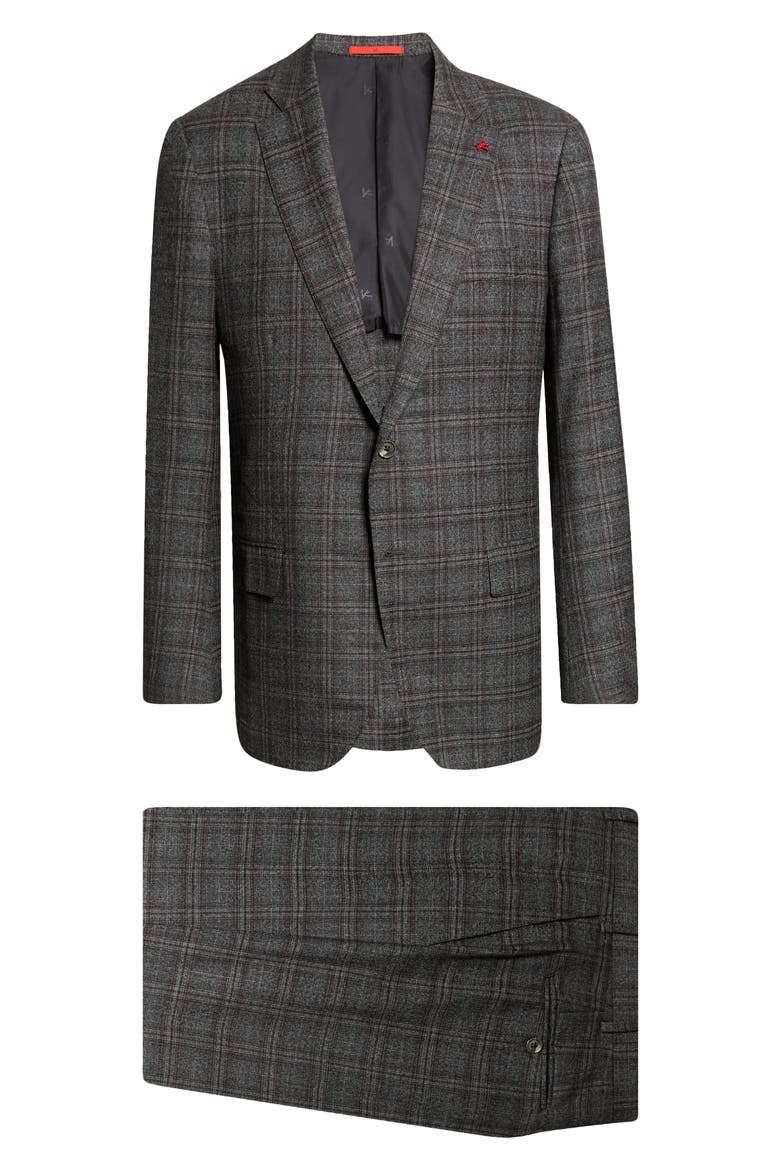 Delain Check Wool Suit, Main, color, GREY 970