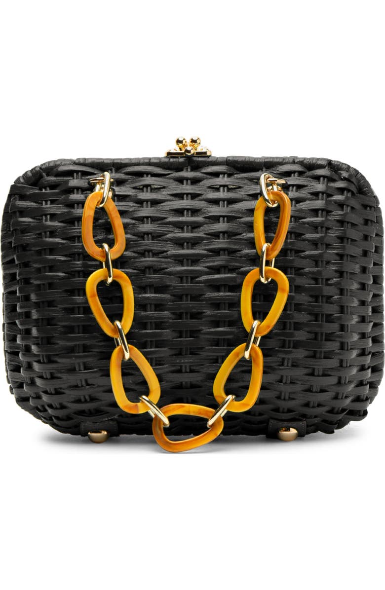 Frances Valentine Hen Woven Wicker Bag, Alternate, color, Black