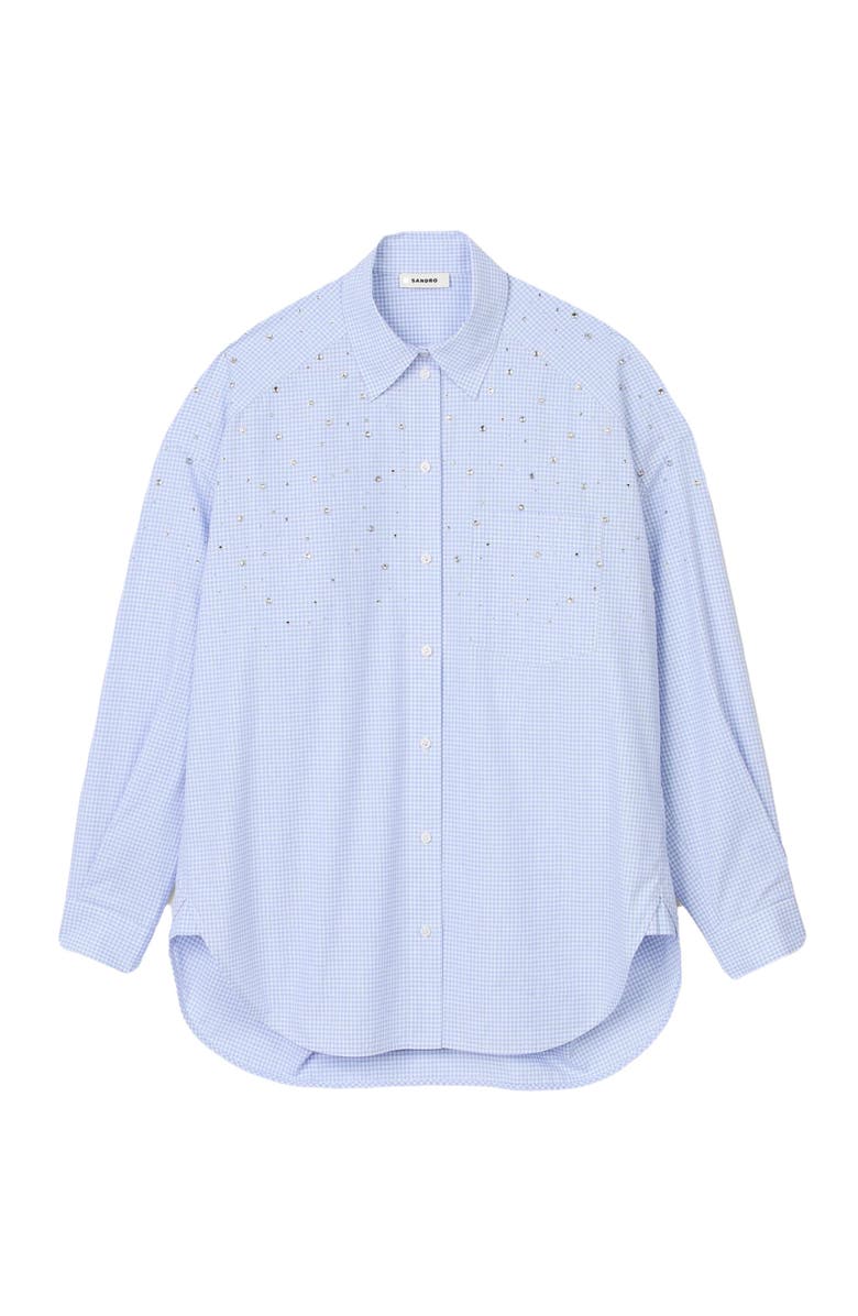 SANDRO Studded check shirt, Alternate, color, 