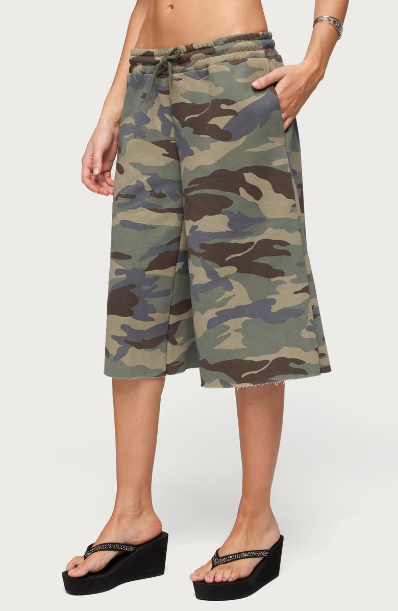 EDIKTED Camo Rush Drawstring Bermuda Shorts, Alternate, color,