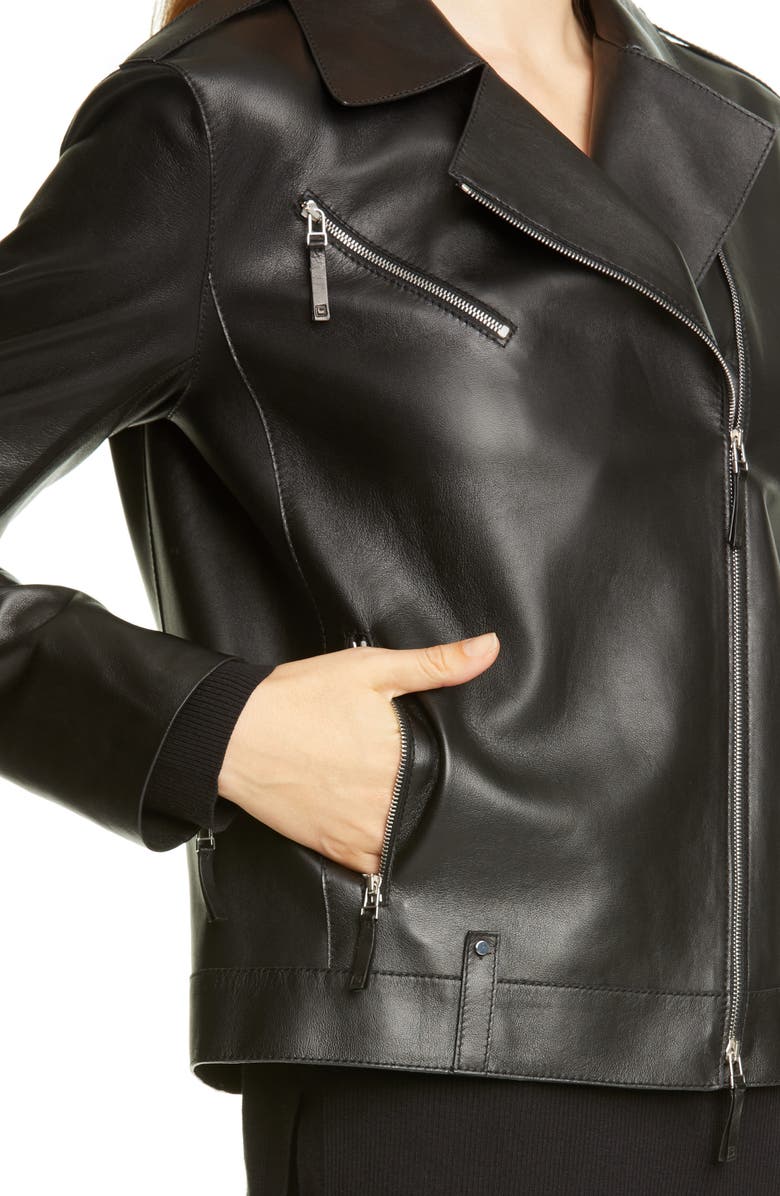 Lafayette 148 New York Bernice Leather Moto Jacket, Alternate, color,