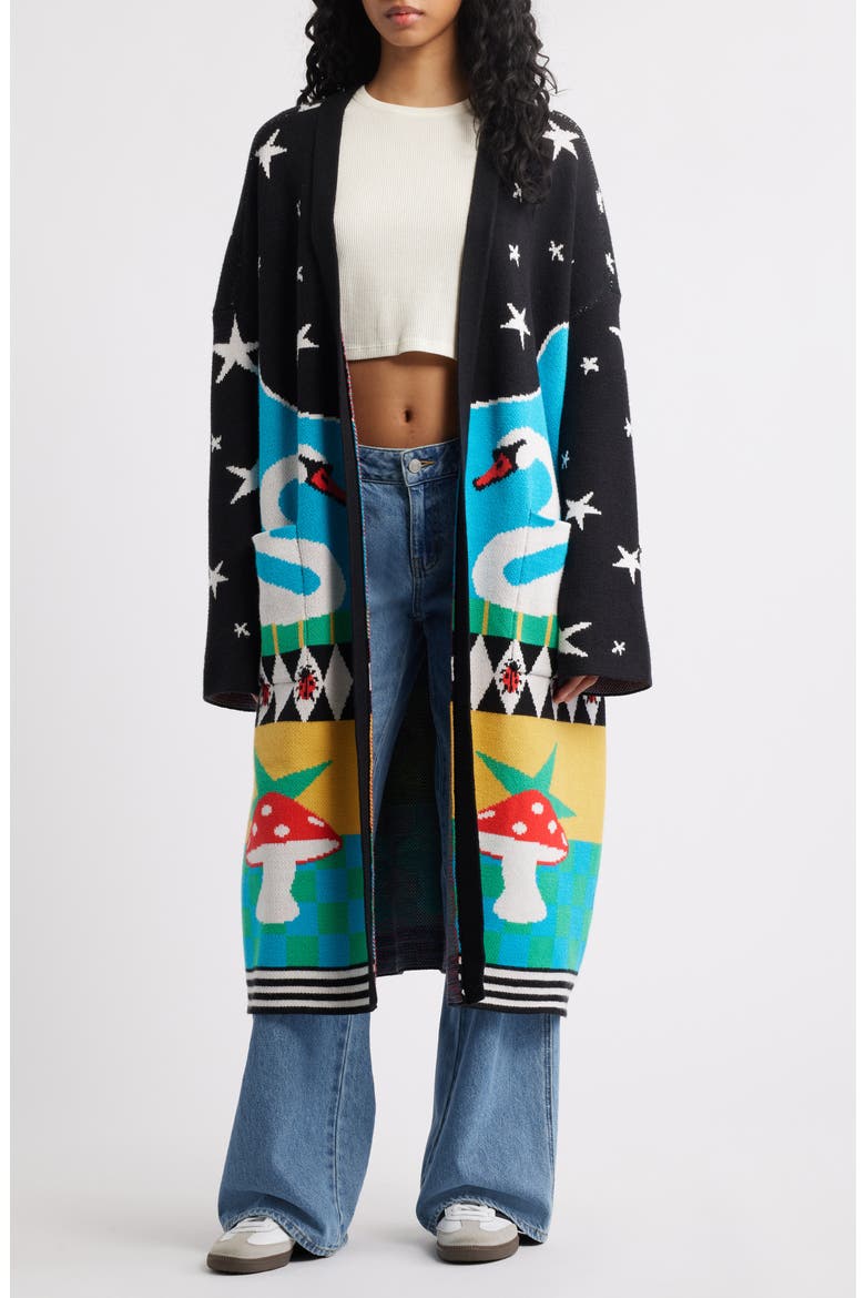 Hot Air Balloon Cardigan, Main, color, BLACK