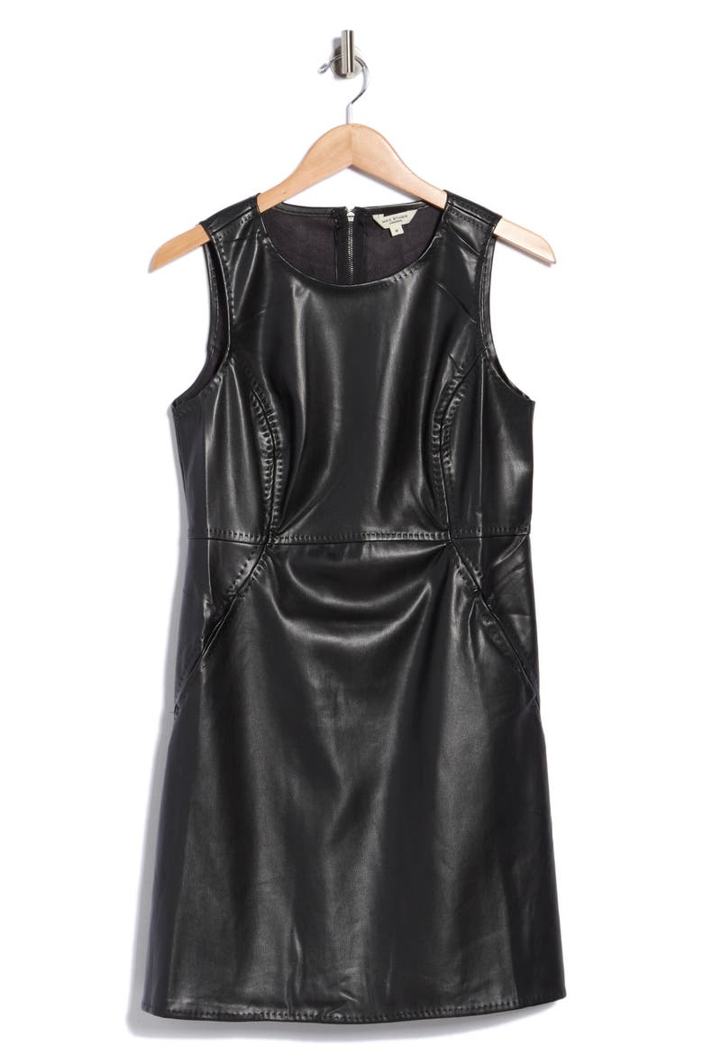 Faux Leather Shift Dress, Main, color, BLACK-BLACK