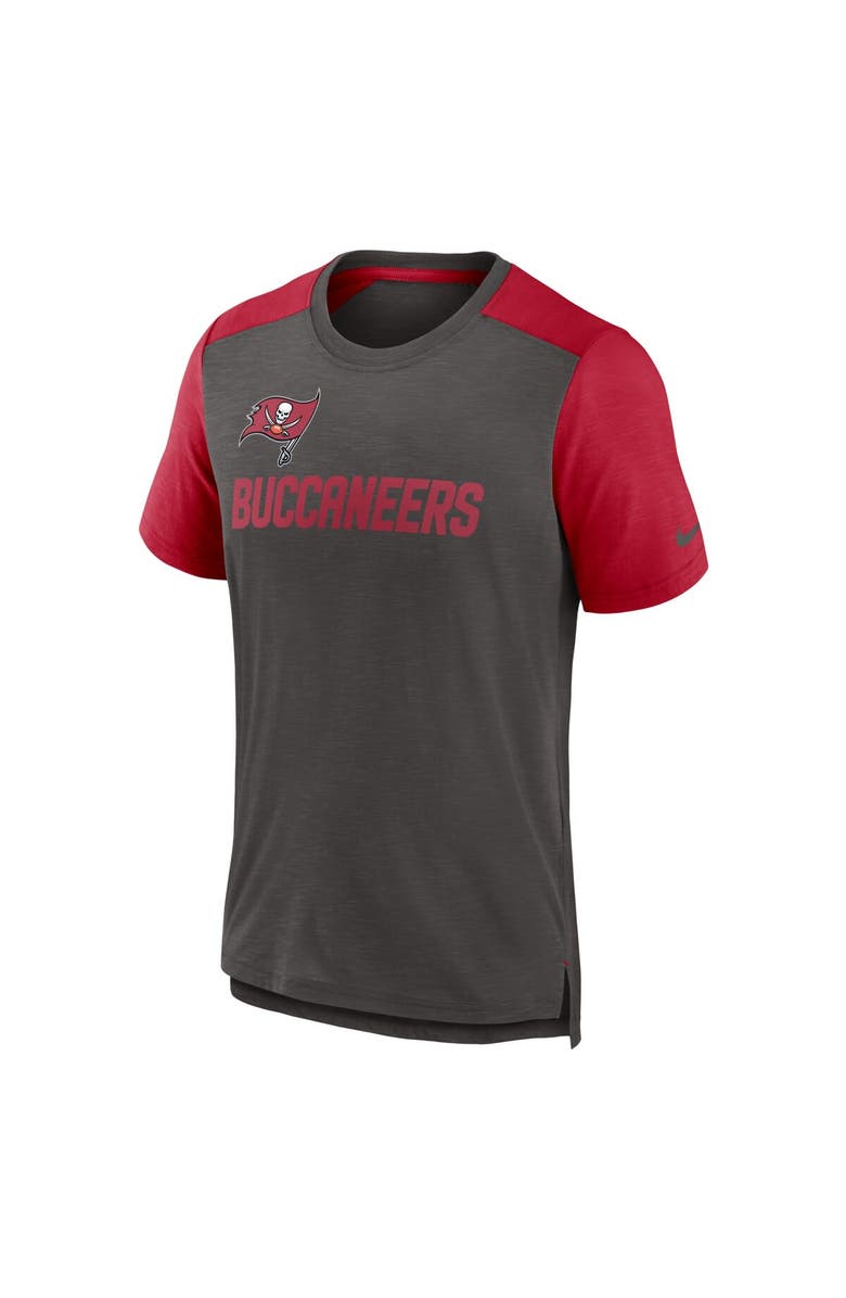 Nike Men's Nike Heathered Pewter/Heathered Red Tampa Bay Buccaneers Color Block Team Name T-Shirt, Alternate, color, 