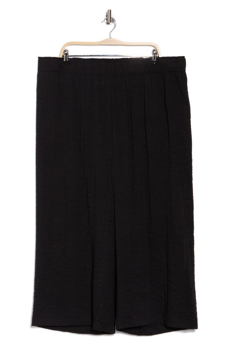 Adrianna Papell Crinkle Wide Leg Crop Pants, Alternate, color, Black
