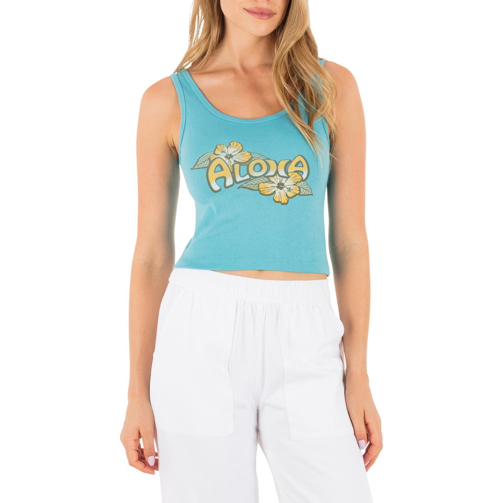 Hurley Aloha Scoop Neck Crop Tank In Blue
