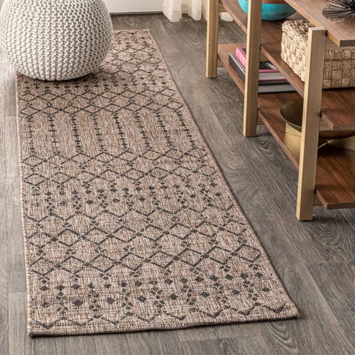 Jonathan Y Ourika Moroccan Geometric Textured Weave Indoor/outdoor Area Rug In Natural/black