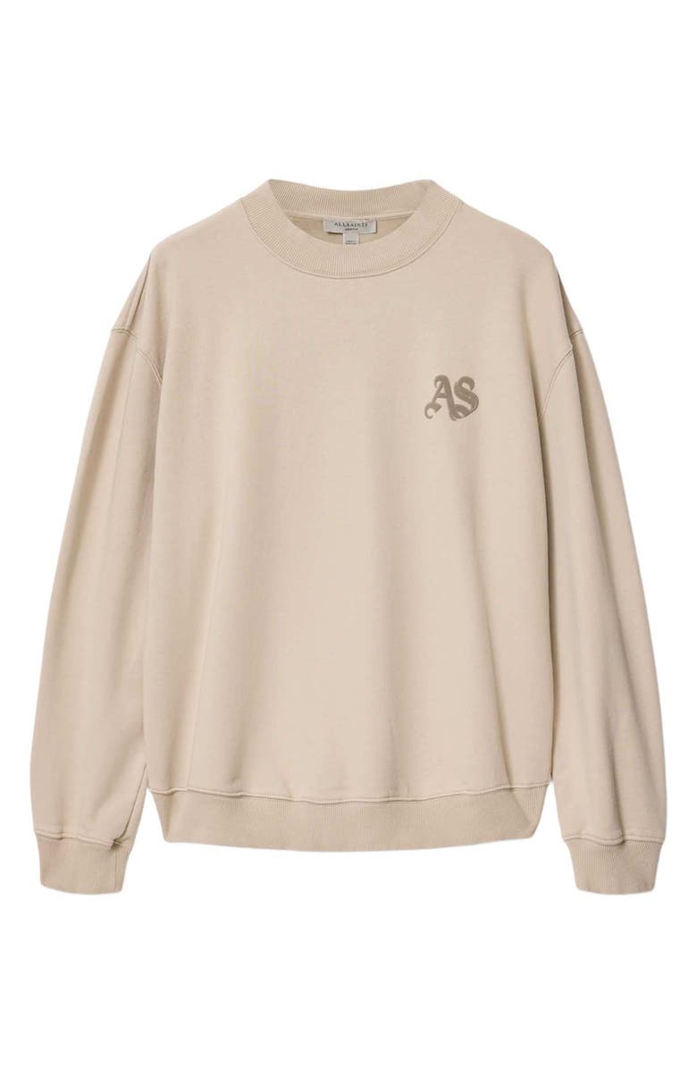 AllSaints Icon Oversize Cotton Crewneck Sweatshirt, Alternate, color, Sandstone Brown