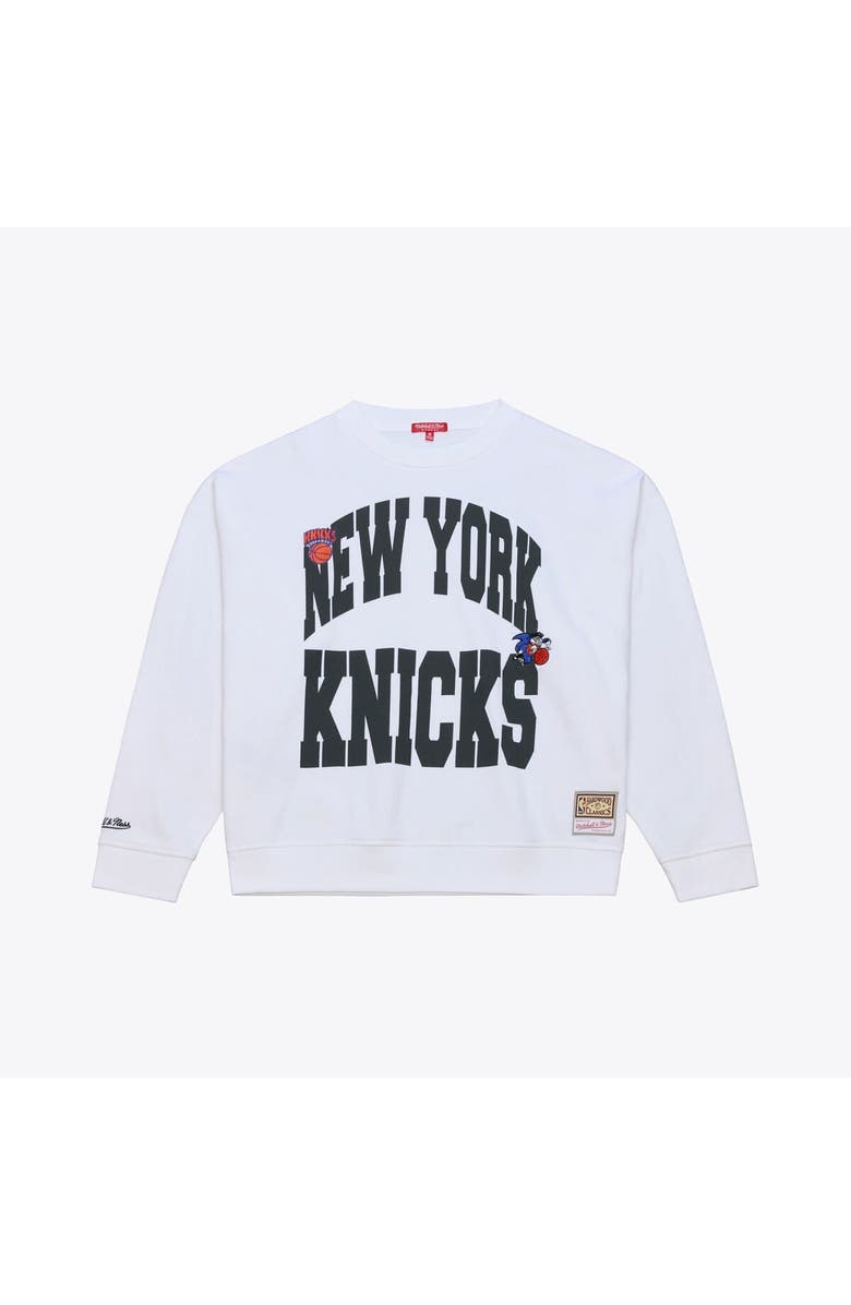 Mitchell 
Ness Women
s Mitchell 
Ness  White New York Knicks Lightweight Block Letter Sweatshirt, Main, color, 