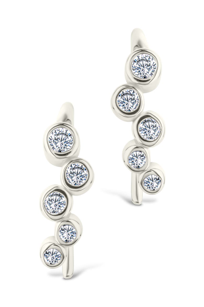 Talia Bezel Cubic Zirconia Ear Crawlers, Alternate, color, SILVER