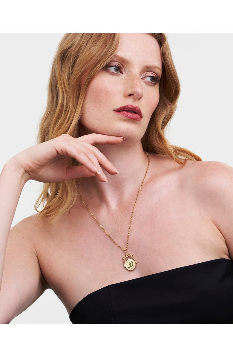 Fable England D Initial Daisy Gold Spinner Chain Necklace, Alternate, color, Gold