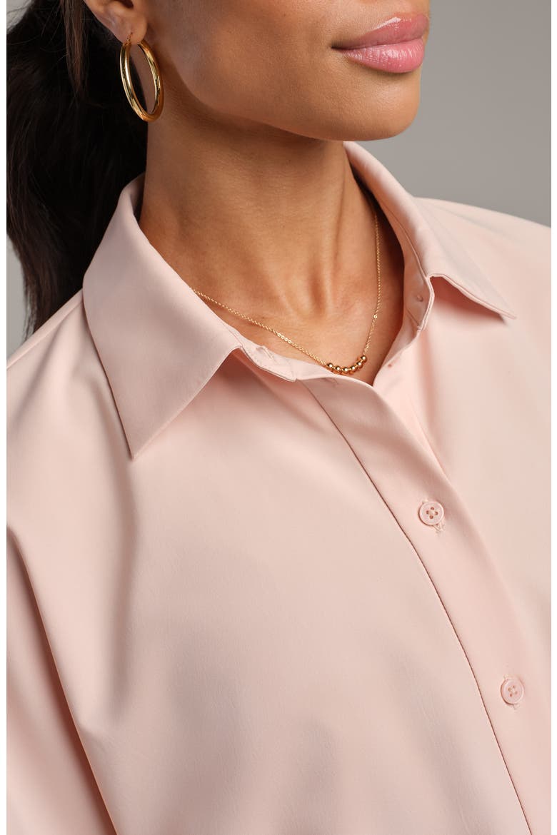 Mirage Water Repellent Short Sleeve Mini Shirtdress, Alternate, color, ROSE PETAL