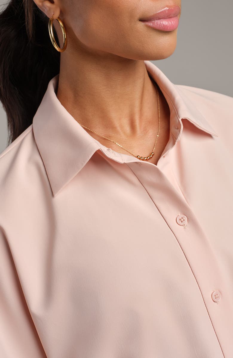 Rhone Mirage Water Repellent Short Sleeve Mini Shirtdress, Alternate, color, Rose Petal