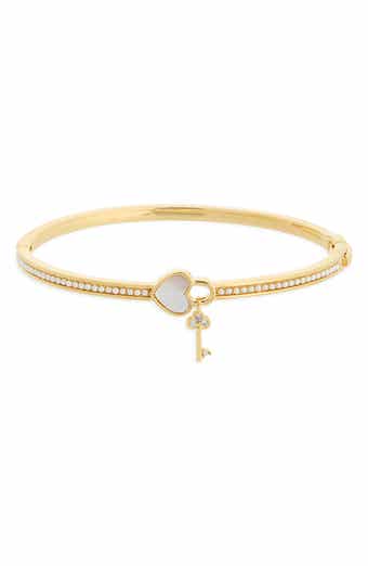 Lana Iridescent Heart & Faux Pearl Bangle Bracelet