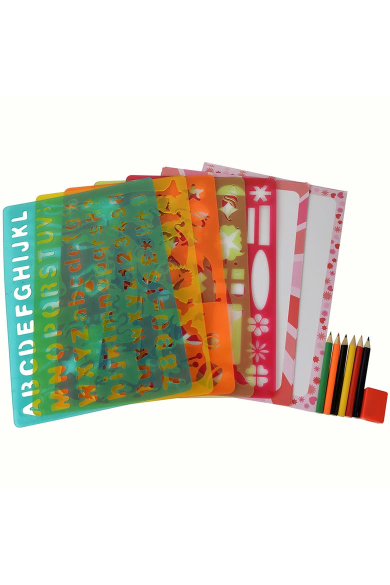 Big Box Of Stencils, 31 Piece Coloring Art & Craft Kit, Kids 3+, Alternate, color, Multicolored