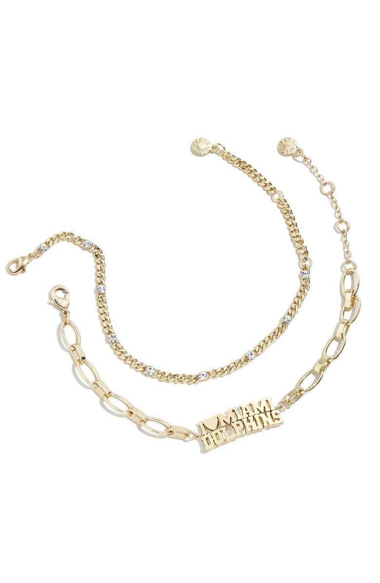 WEAR by Erin Andrews x Baublebar Gold Miami Dolphins Linear Bracelet Set, Main, color,