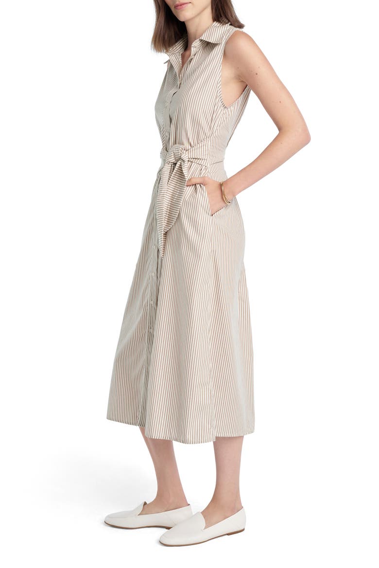The Good Behavior Stripe Tie Waist Shirtdress, Alternate, color, SOFT TAUPE STRIPE