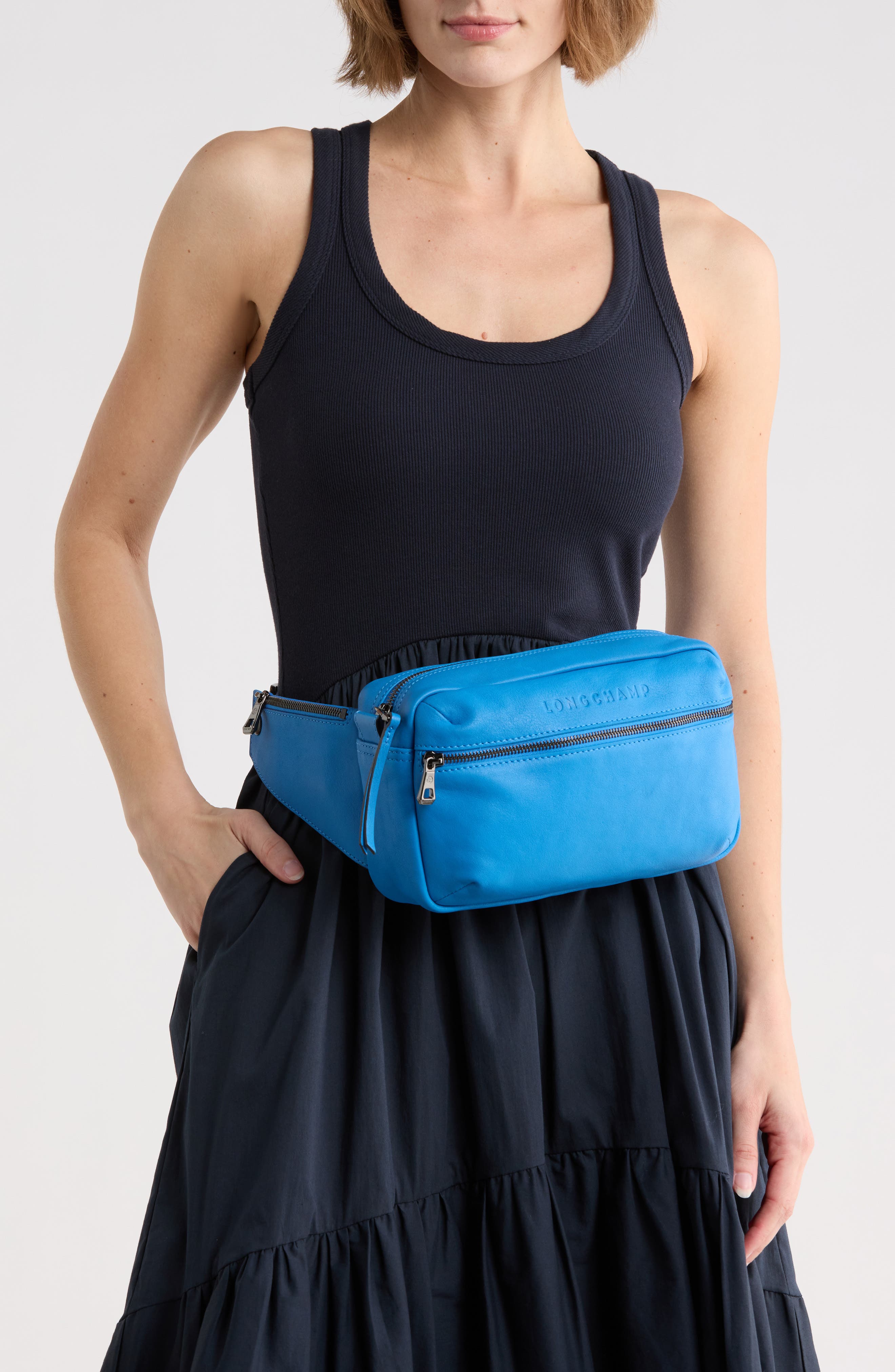 Longchamp 3D Leather Belt Bag, Alternate, color, Blue