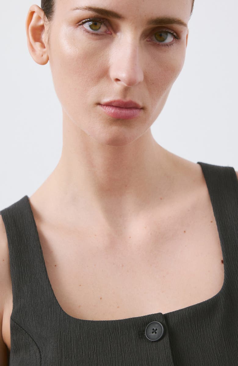 MANGO Peplum Button Vest, Alternate, color, Grey