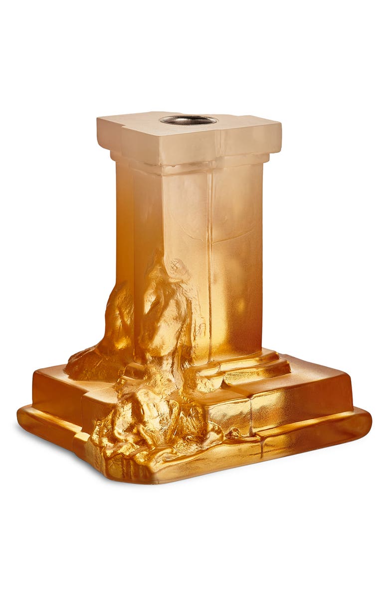 Kosta Boda Rocky Baroque Medium Crystal Candlestick, Main, color, Orange