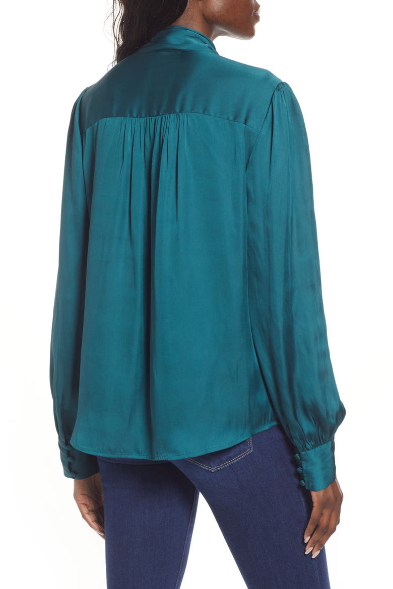 Cleobelle Tie Neck Blouse, Alternate, color, EMERALD TEAL